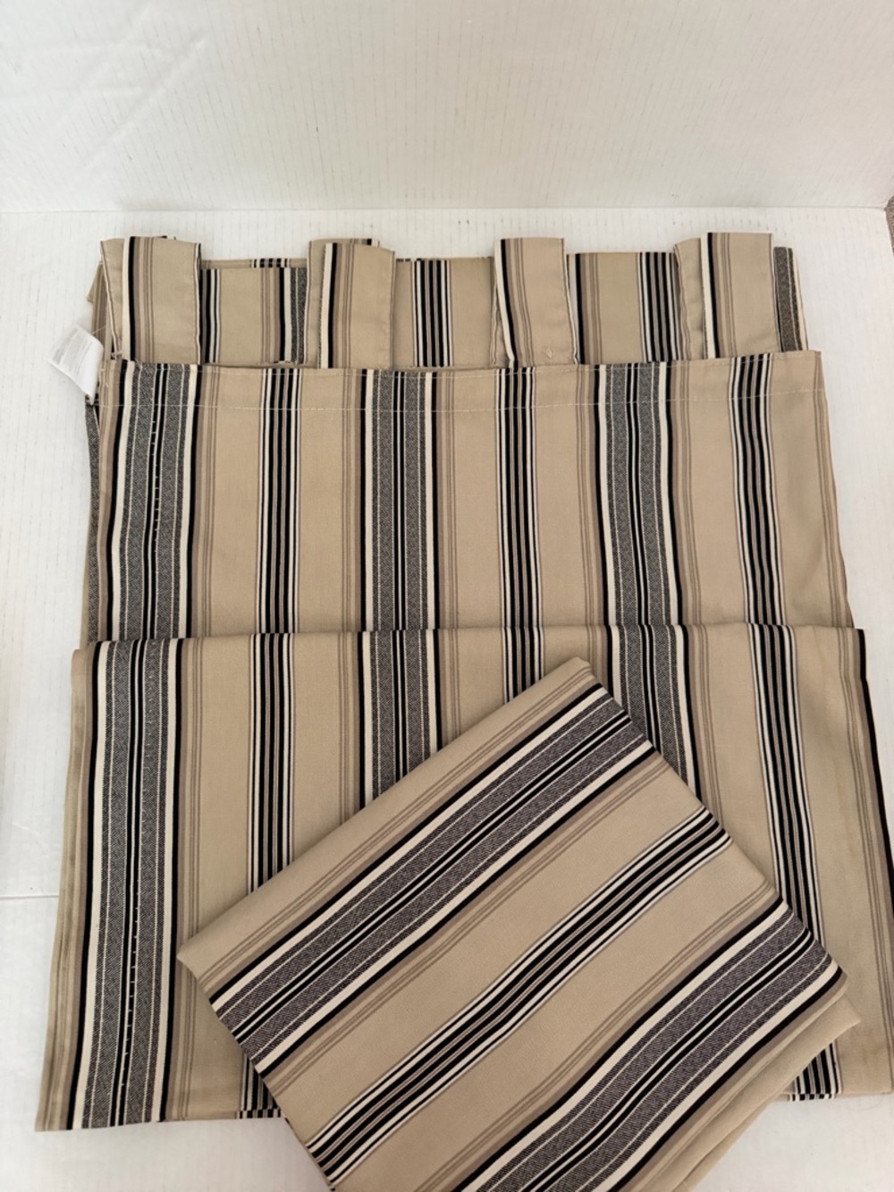 JCPenny Two Panels Curtains Rustic Cotton Linen Only Stripe Jacquard  90x39